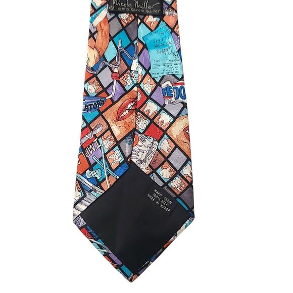 Nicole Miller Vintage 1992 Dentist Teeth Dental Silk Tie Standard Length EUC - Picture 2 of 4